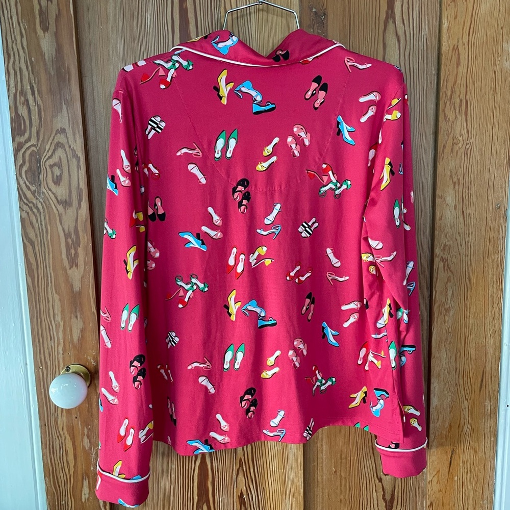 kate spade Pink Pajama Set with Multicolor Shoe Print - Picture 9 of 16